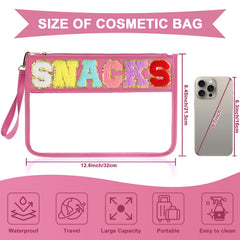 TESAFNG trousse maquillage rectangulaire avec fermeture-éclair rose, facile à repérer.