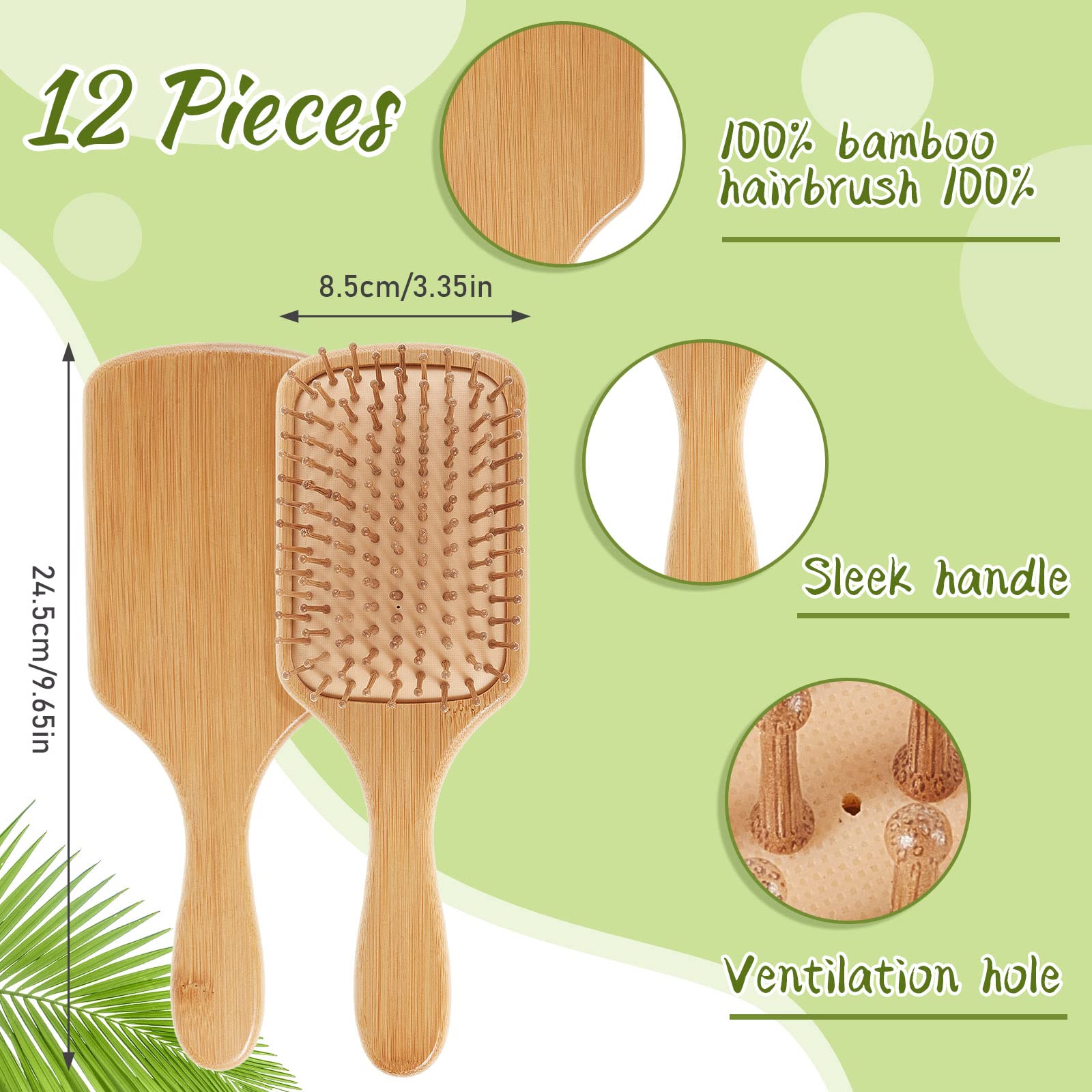Brosse à palette en bambou Tessco pour vous, démonstration d'un démêlage en douceur.