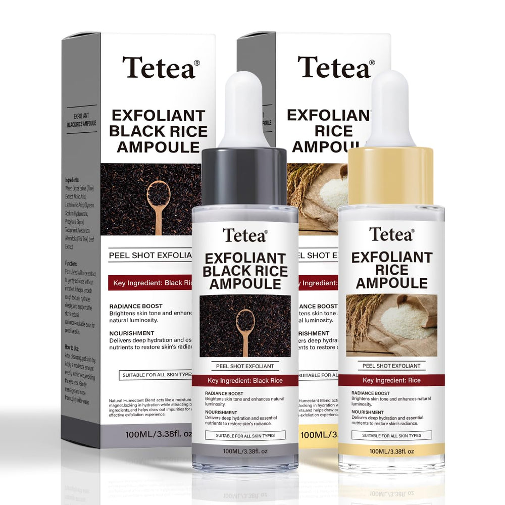 Tetea Peel Shot Riz Ampoule – Bouteille blanche, éclat et hydratation légère pour tous types de peau.