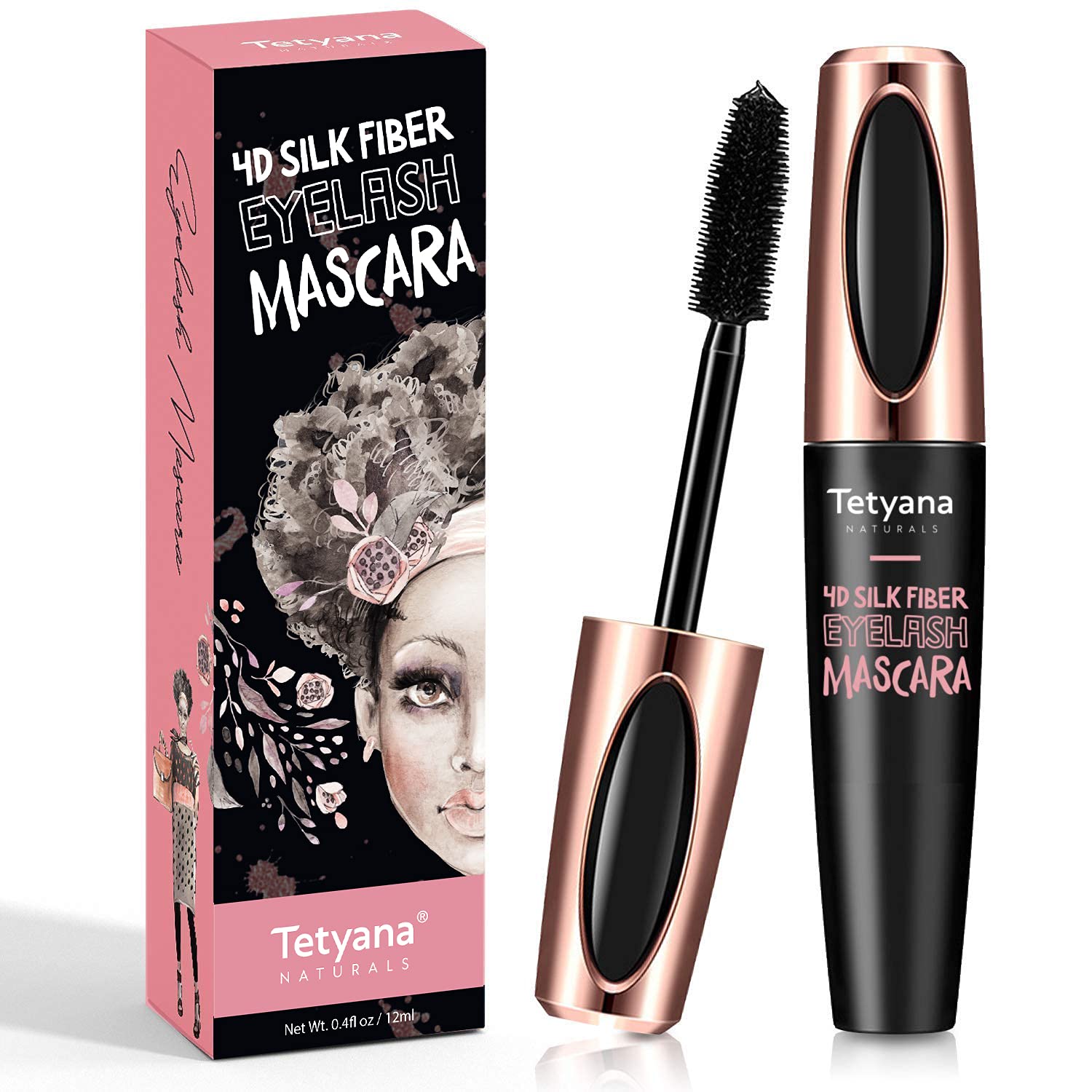 Tetyana Naturals Mascara 4D Fibre de Soie – brosse qui donne du volume
