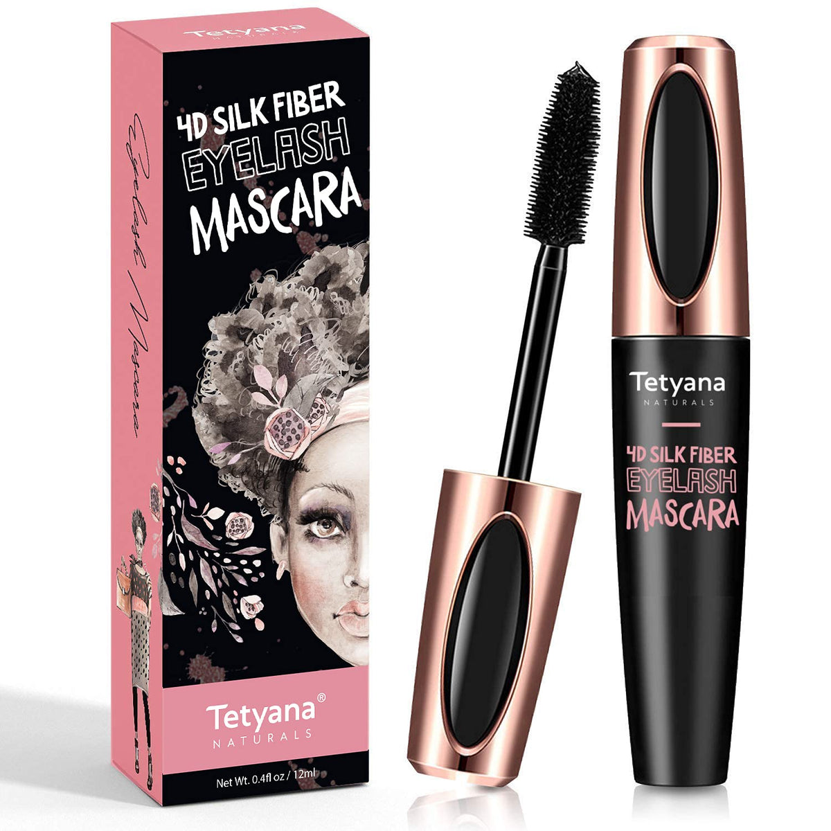 Tetyana Naturals Mascara 4D Fibre de Soie – brosse qui donne du volume