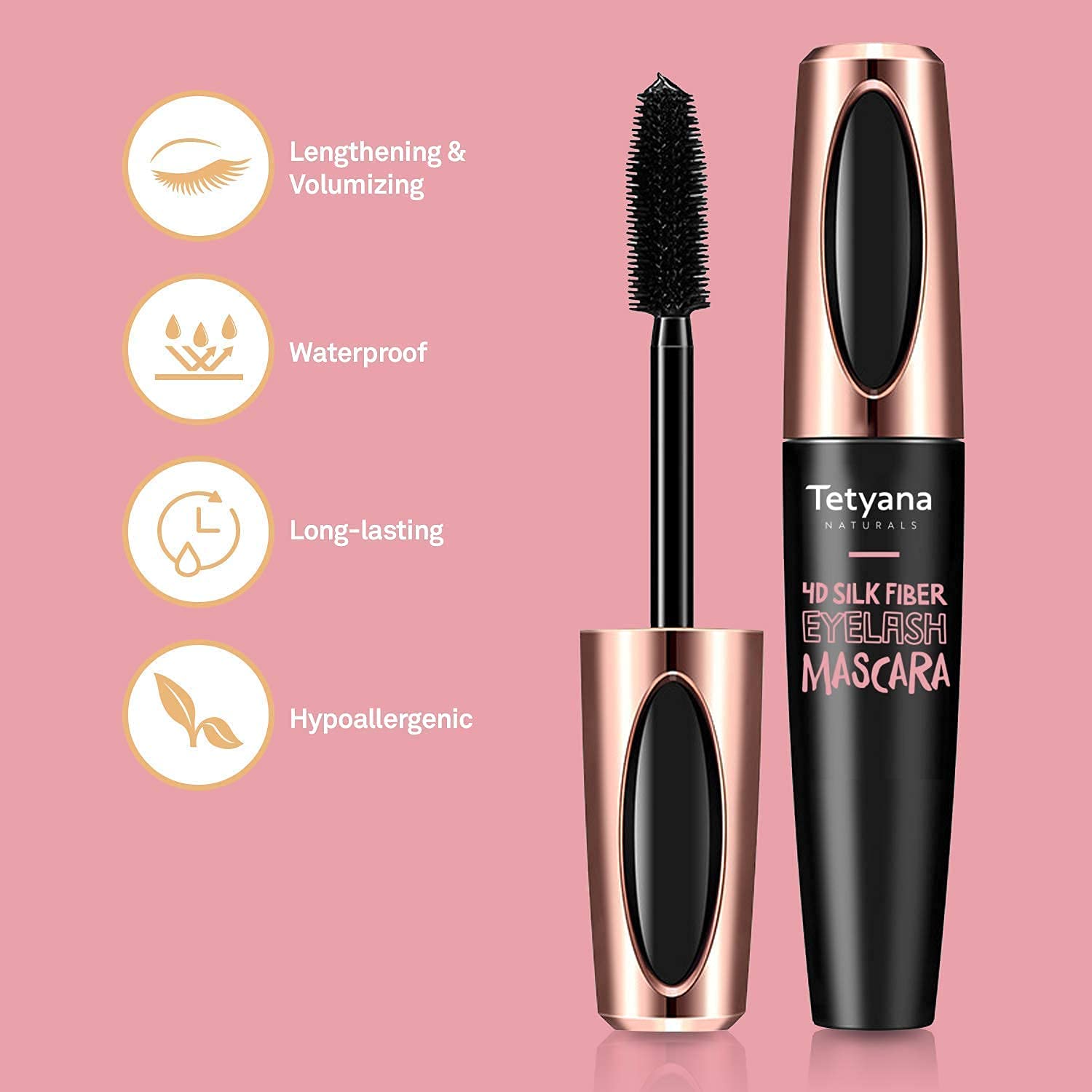 Tetyana Naturals Mascara hypoallergénique – idéal pour yeux sensibles et lentilles
