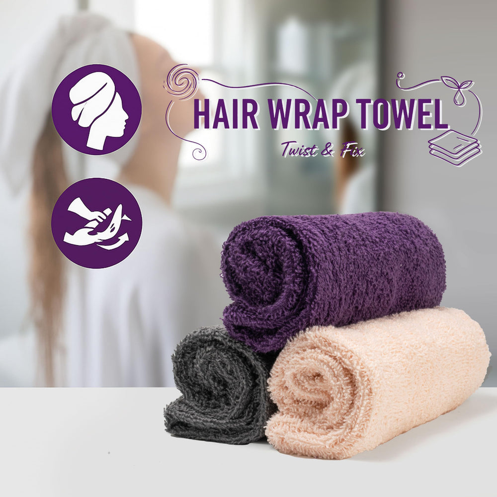 Textila Stores turban coton gris, sèche rapidement sans frottement brutal.