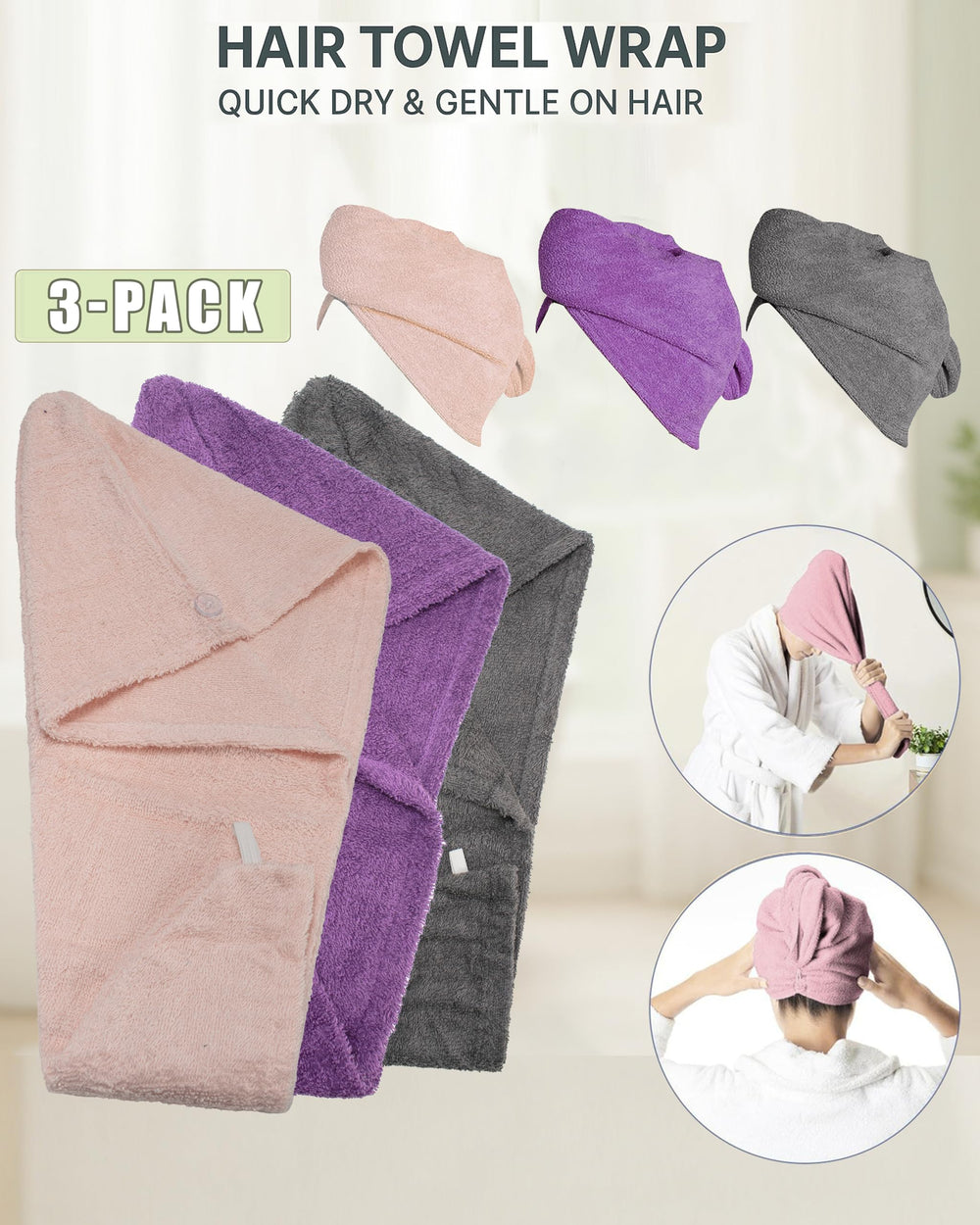 Textila Stores turban cheveux bouclés, protège contre les frisottis et les cassures.