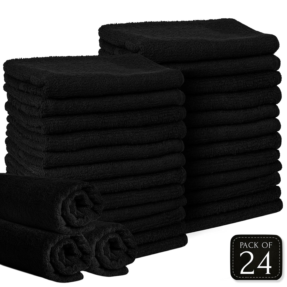 TEXTILE EMPIRE – serviettes barbier noir 16x27, absorbantes et durables.