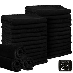 TEXTILE EMPIRE – serviettes barbier noir 16x27, absorbantes et durables.
