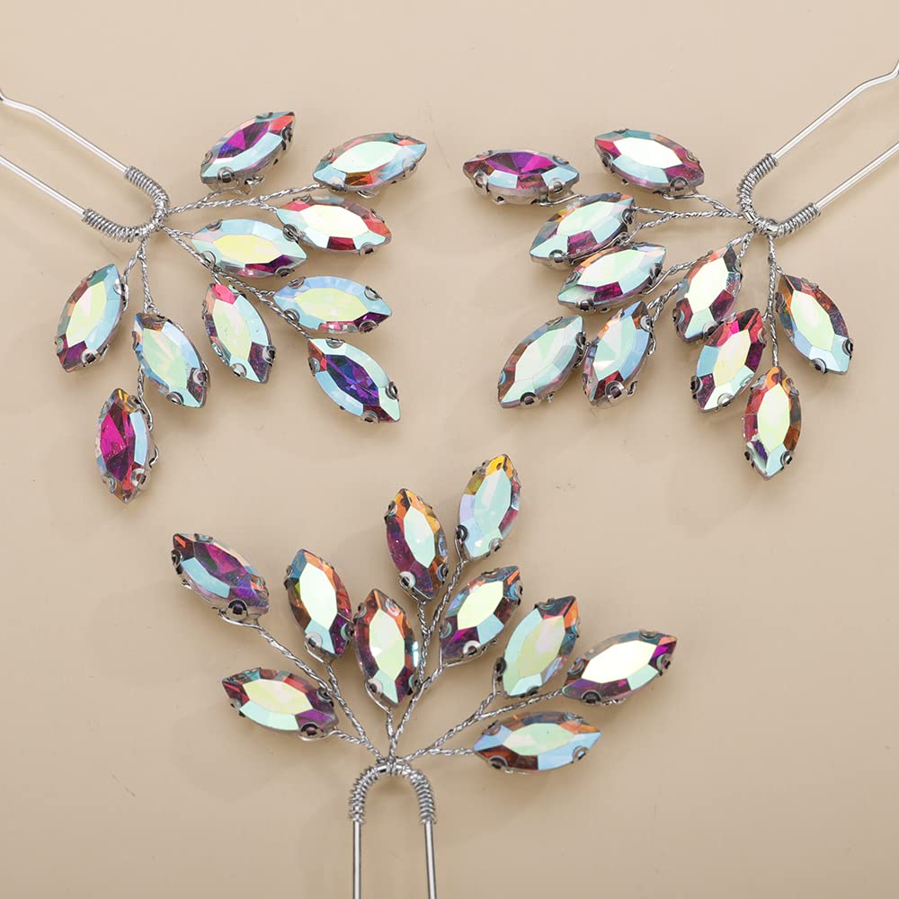 Teyglen broches cheveux cristal AB couleur atelier, ajout subtil pour coiffure de mariage.