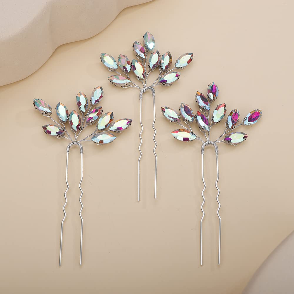 Teyglen broches cheveux cristal AB couleur ensemble, maintien élégant pour coiffure nuptiale.