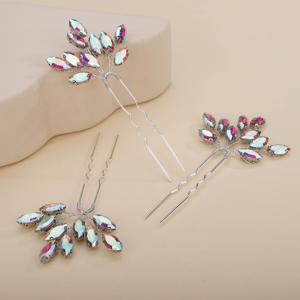 Teyglen broches cheveux cristal AB couleur porte, faciles à fixer toute la journée.
