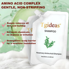 Mains en action appliquant Tgideas romarin-biotine sur cheveux
