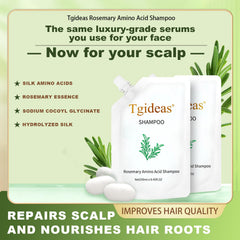 Tgideas Shampoing Romarin: complexe d'acides aminés pour cheveux plus forts.