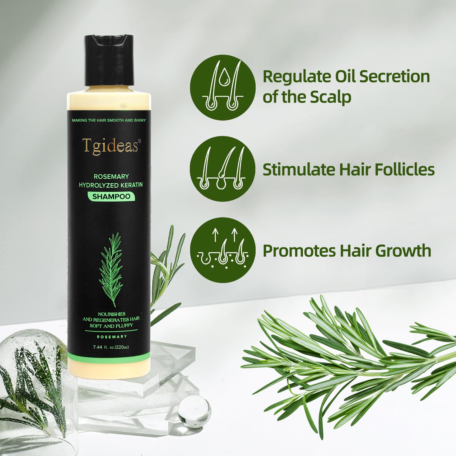 Tgideas Romarin – Nutrition du cuir chevelu pour cheveux plus doux et équilibrés.
