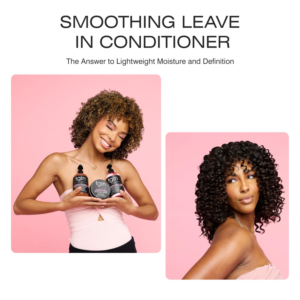 tgin Eau de Rose contrôle frisottis: texture légère et lisse.