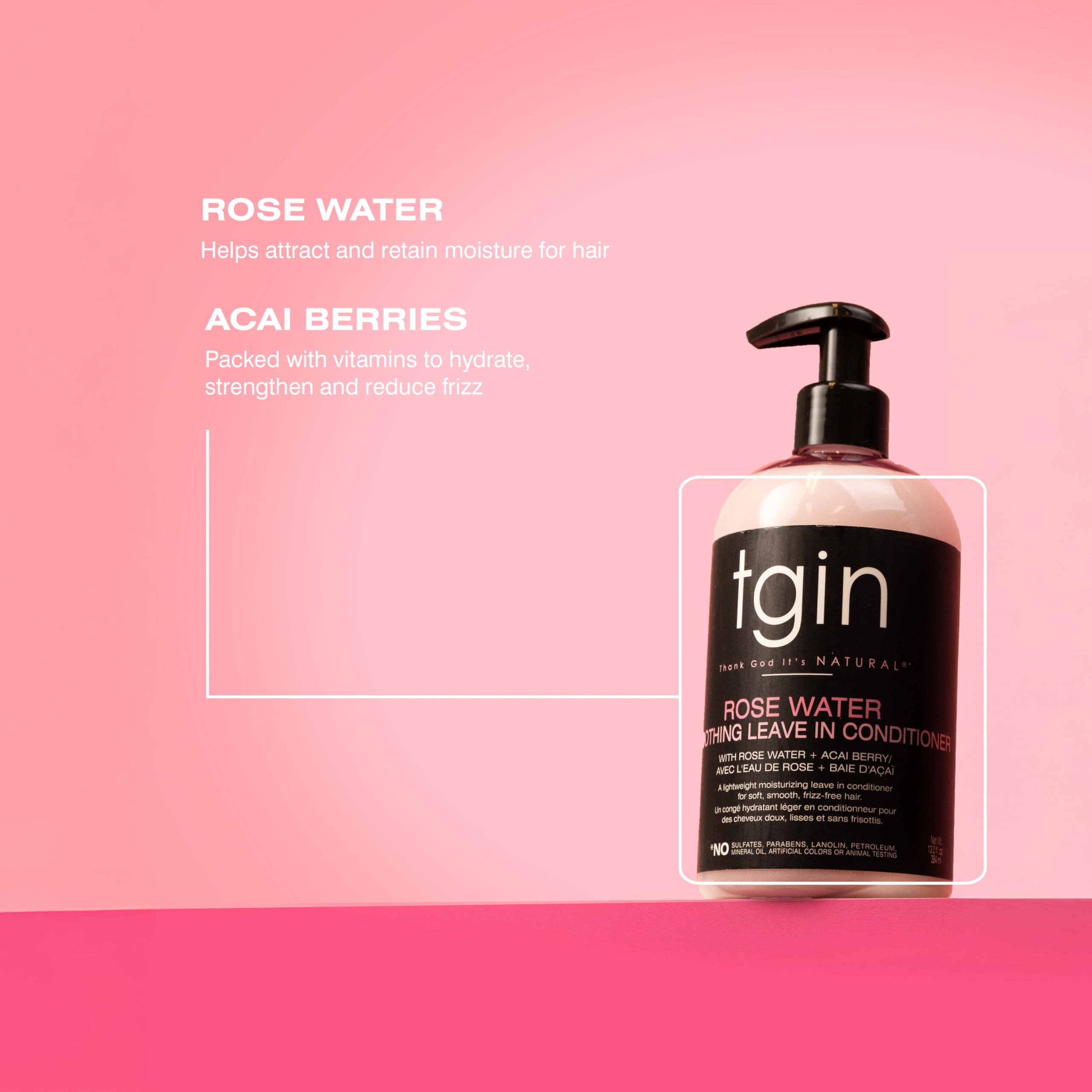 tgin Eau de Rose utilisation quotidienne: cheveux souples et facile à coiffer.