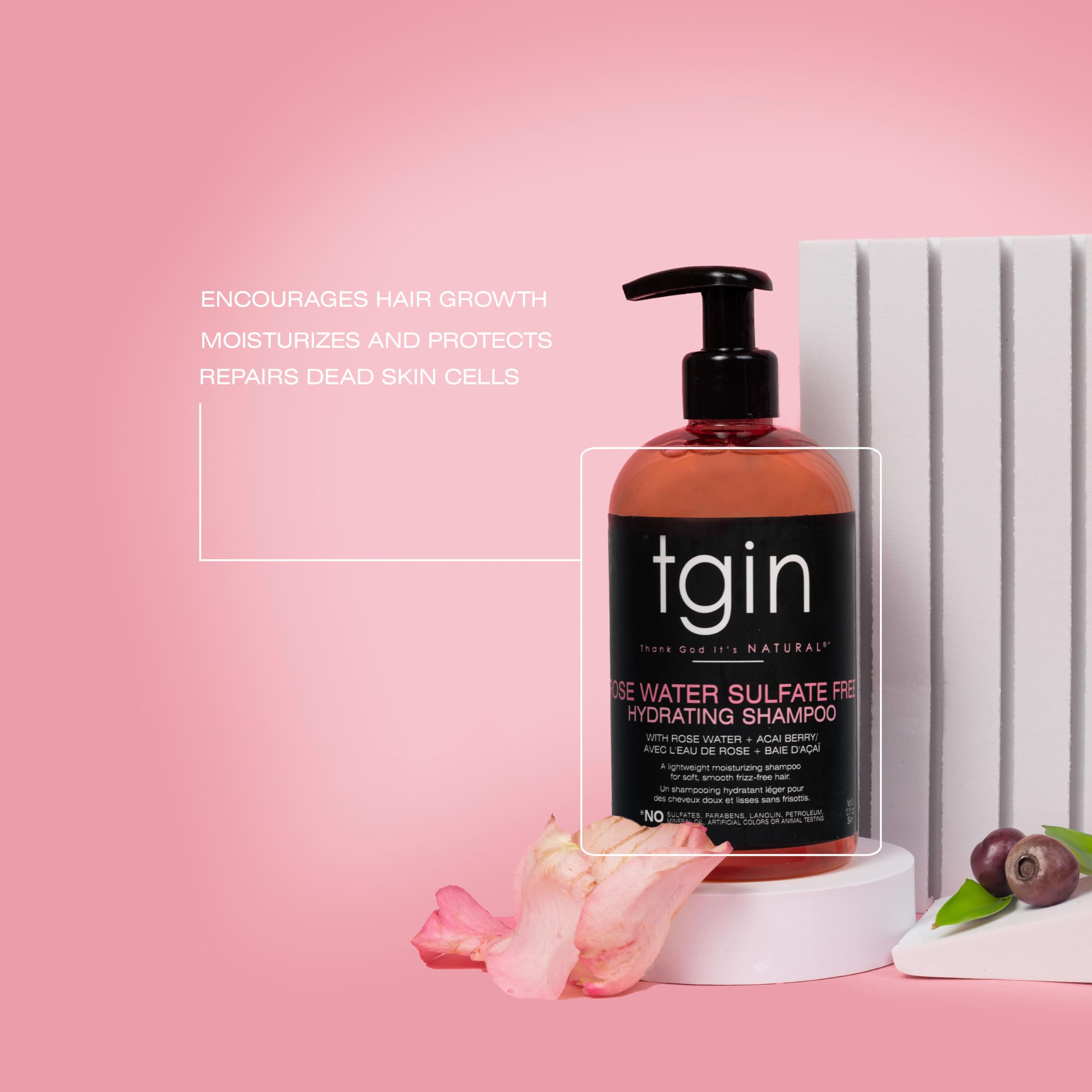 Formule botanique tgin eau de rose et açaï — nettoie sans sulfates.