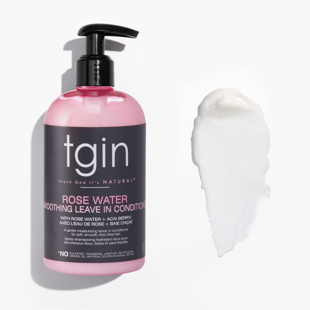 Gel définissant tgin à l’eau de rose pour des boucles nettes et définies.