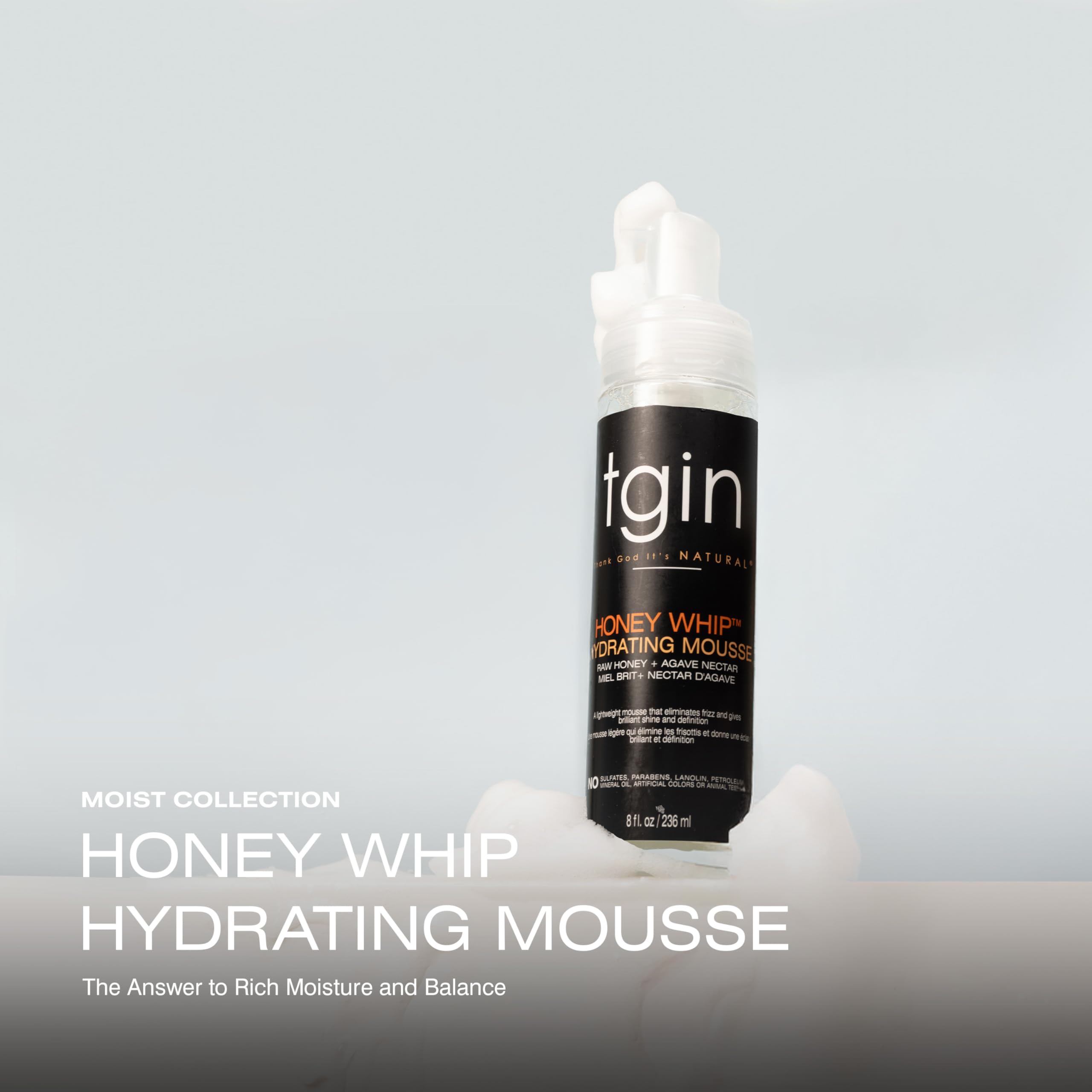 tgin Honey Whip: texture mousse légère qui définit les boucles sans effet croquant.