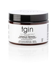 Bouteille tgin Miracle RepaiRx, soin protéiné pour cheveux bouclés, renforce les mèches.