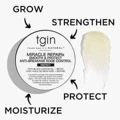 Formule nourrissante avec biotine et ricin noir pour cheveux fragiles et envies de protection.