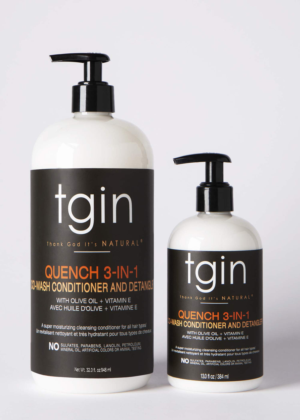 tgin Quench 3-en-1 Co-Wash, texture lisse, démêle facilement les nœuds.