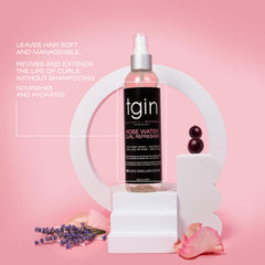 Définition des boucles avec TGIN Rose Water Curl Refresher, hydratation légère