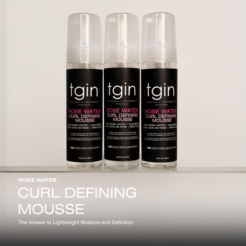 tgin Rose Water Mousse – contrôle efficace du frisottis sans surcharge