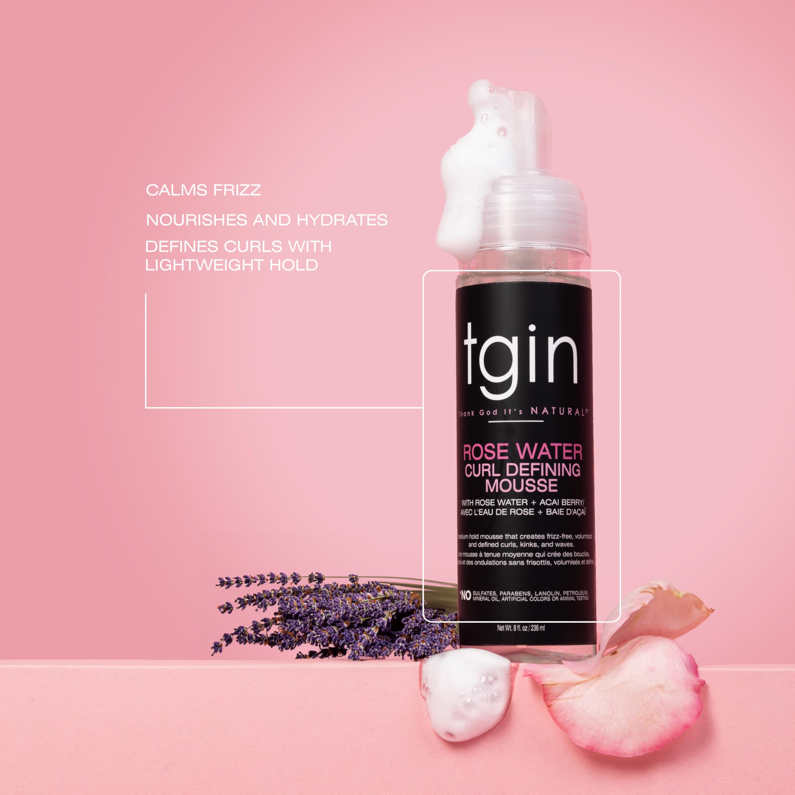 tgin Rose Water Mousse – brillance naturelle et hydratation durable