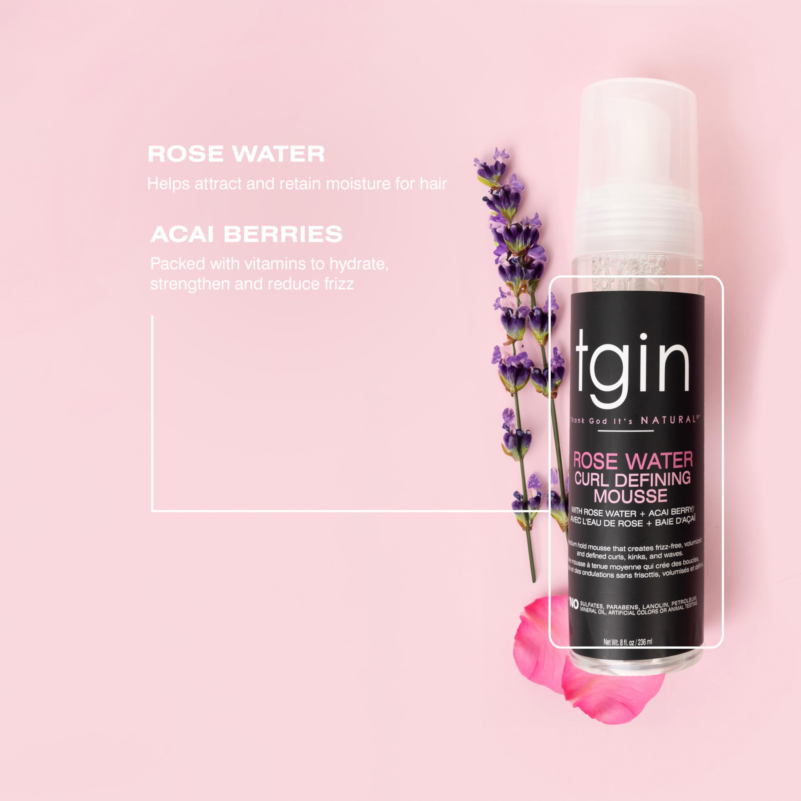 tgin Rose Water Mousse – coiffage quotidien simplifié et agréable