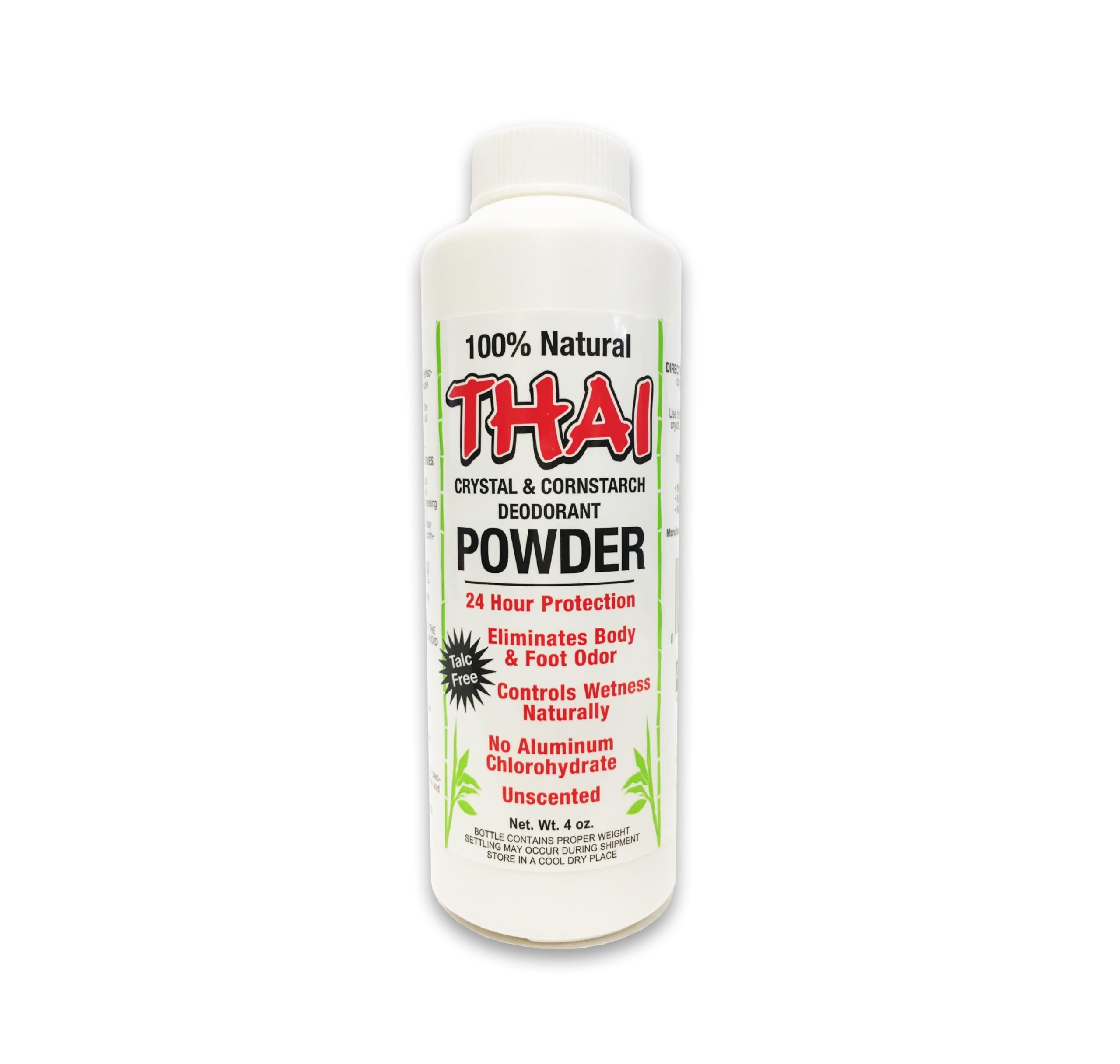 Thai Crystal Déodorant poudre légère pour l’application sur le corps et les pieds.