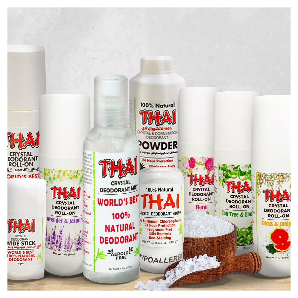 Sans parfum Thai Crystal Déodorant, adapté aux peaux sensibles.