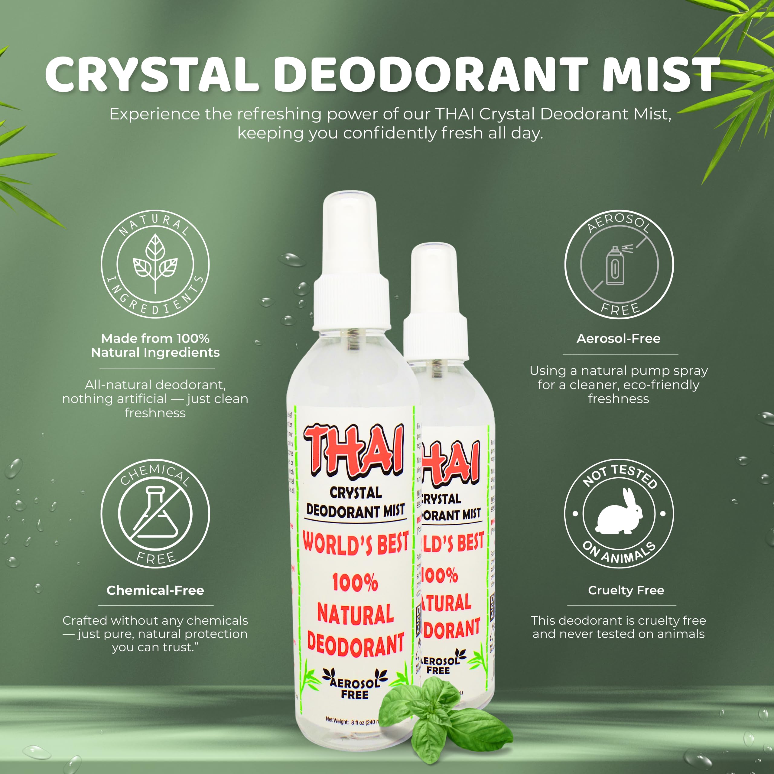 Pompe du déodorant minéral Thai Deodorant Stone Crystal Mist en action