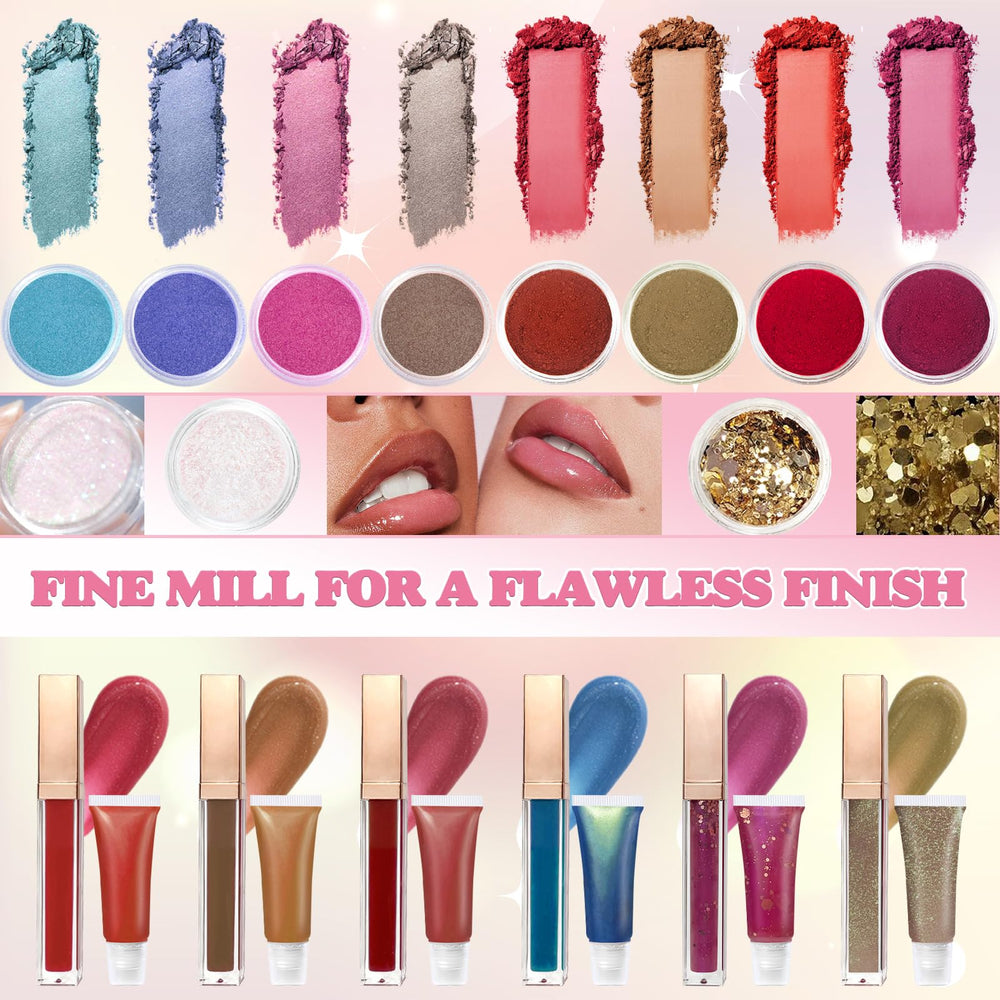 Thaluna gloss à lèvres mica: mica nacré pour un fini lumineux et professionnel.