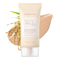 THANKYOU FARMER Sun Project SPF40 – bouteille et teint léger prêt pour une routine rapide