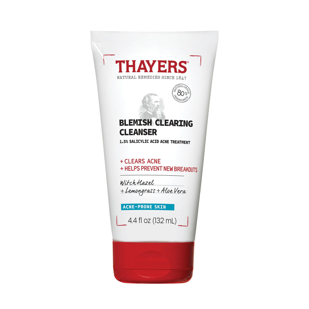 THAYERS Blemish Clearing Cleanser – bouteille pratique pour routine quotidienne.