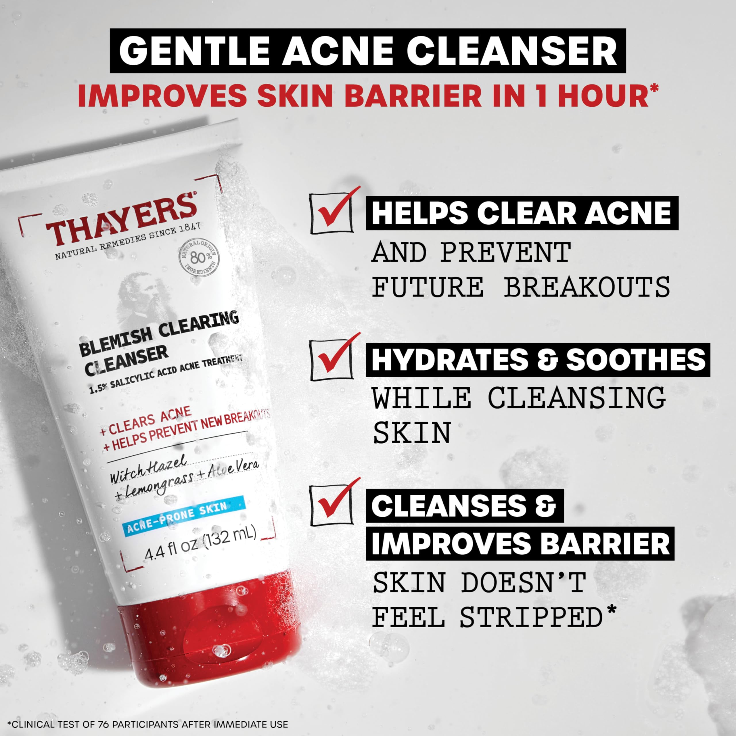Ingrédients Aloe et Witch Hazel pour apaiser et nettoyer en douceur.