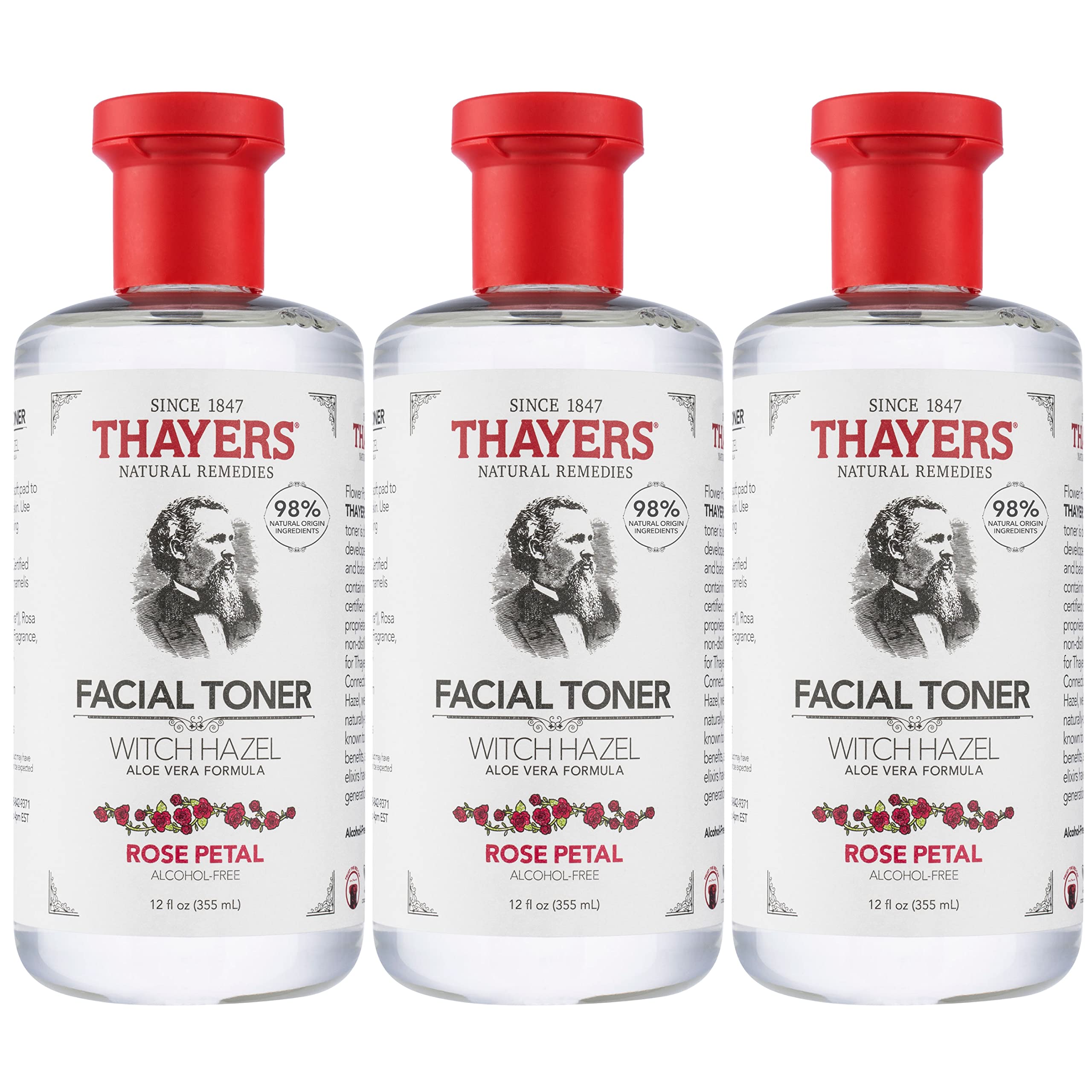 THAYERS tonique à l’eau de rose, bouteille, hydratation douce pour la peau.