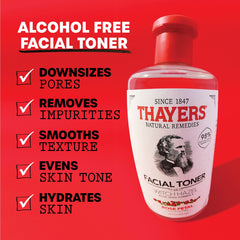 THAYERS tonique rose pétales, flacon translucide, hydrate durablement la peau.
