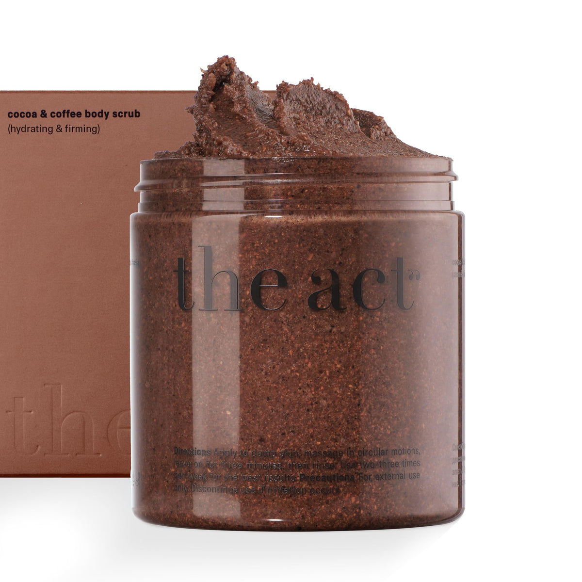 The Act gommage-corps-sel-cafe-cacao: exfolie en douceur et revitalise la peau.