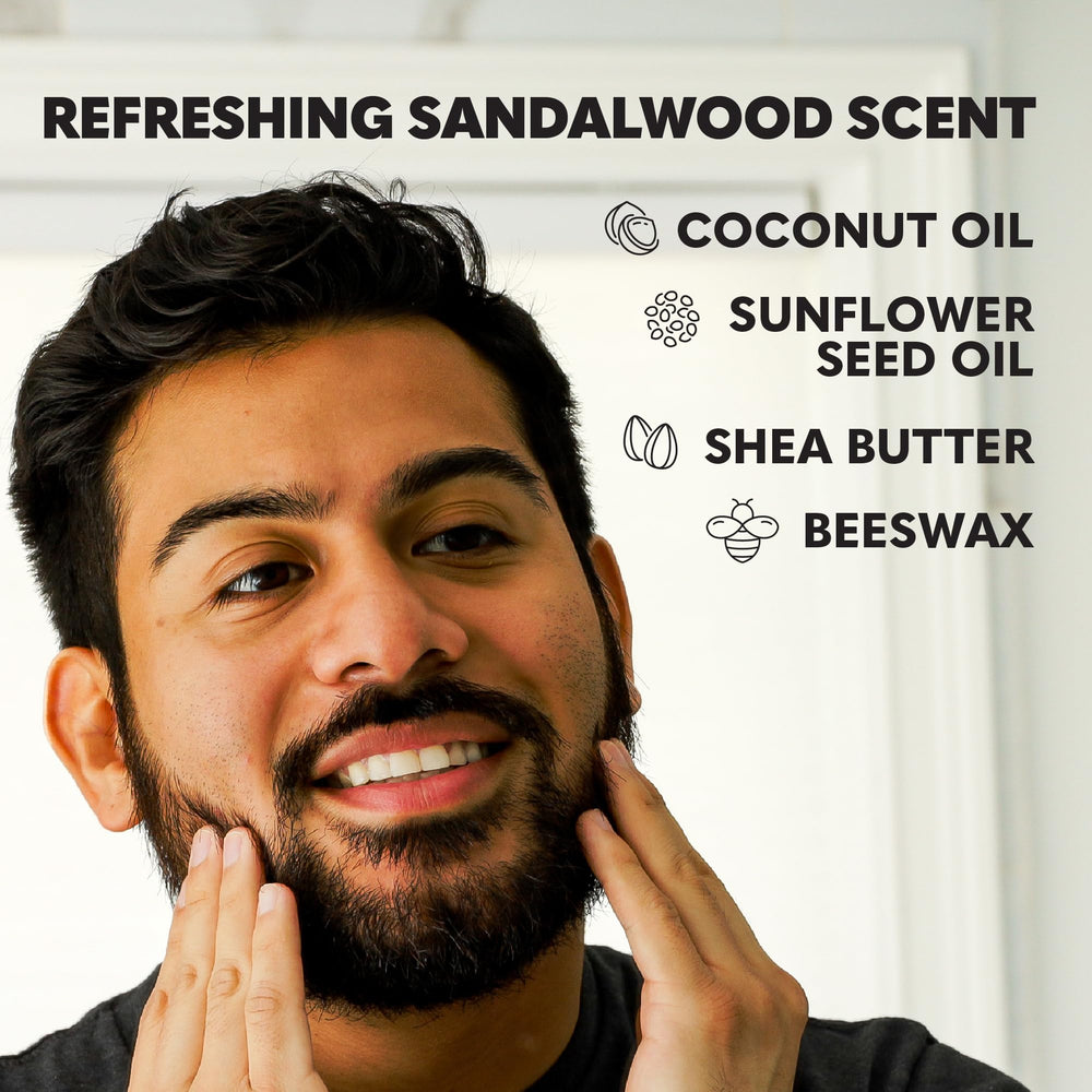 The Beard Club Beurre Barbe Santal - application mains avant le coiffage