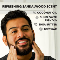 The Beard Club Beurre Barbe Santal - application mains avant le coiffage