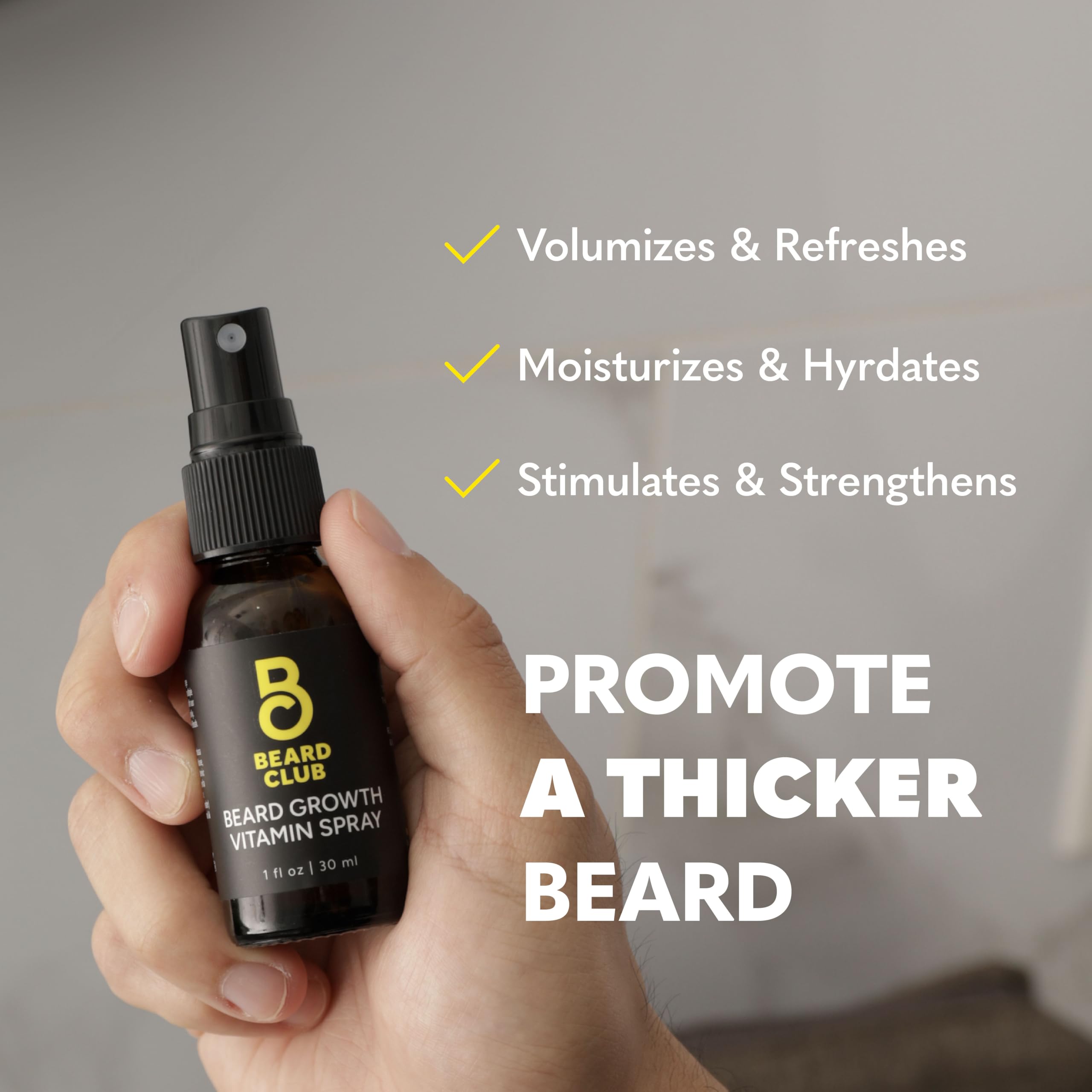 The Beard Club Biotin Spray Avant-Après: démonstration visuelle de progression.