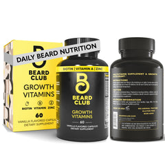 La marque The Beard Club - gélules biotine dans la bouteille, soutien potentiel à la croissance.