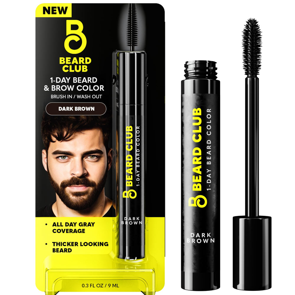 The Beard Club – bouteille de teinture barbe brun foncé prête à l'emploi.