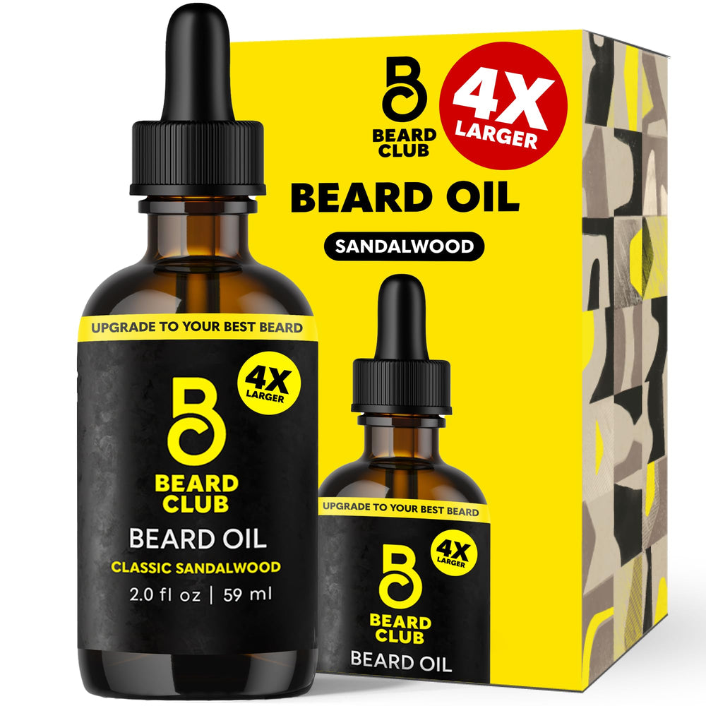 The Beard Club huile barbe Classic Santal : bouteille élégante pour hydratation durable.