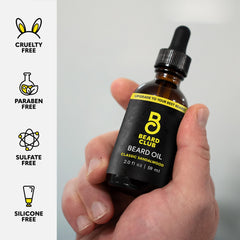 The Beard Club huile barbe Classic Santal : ingrédients naturels et vitamine E.
