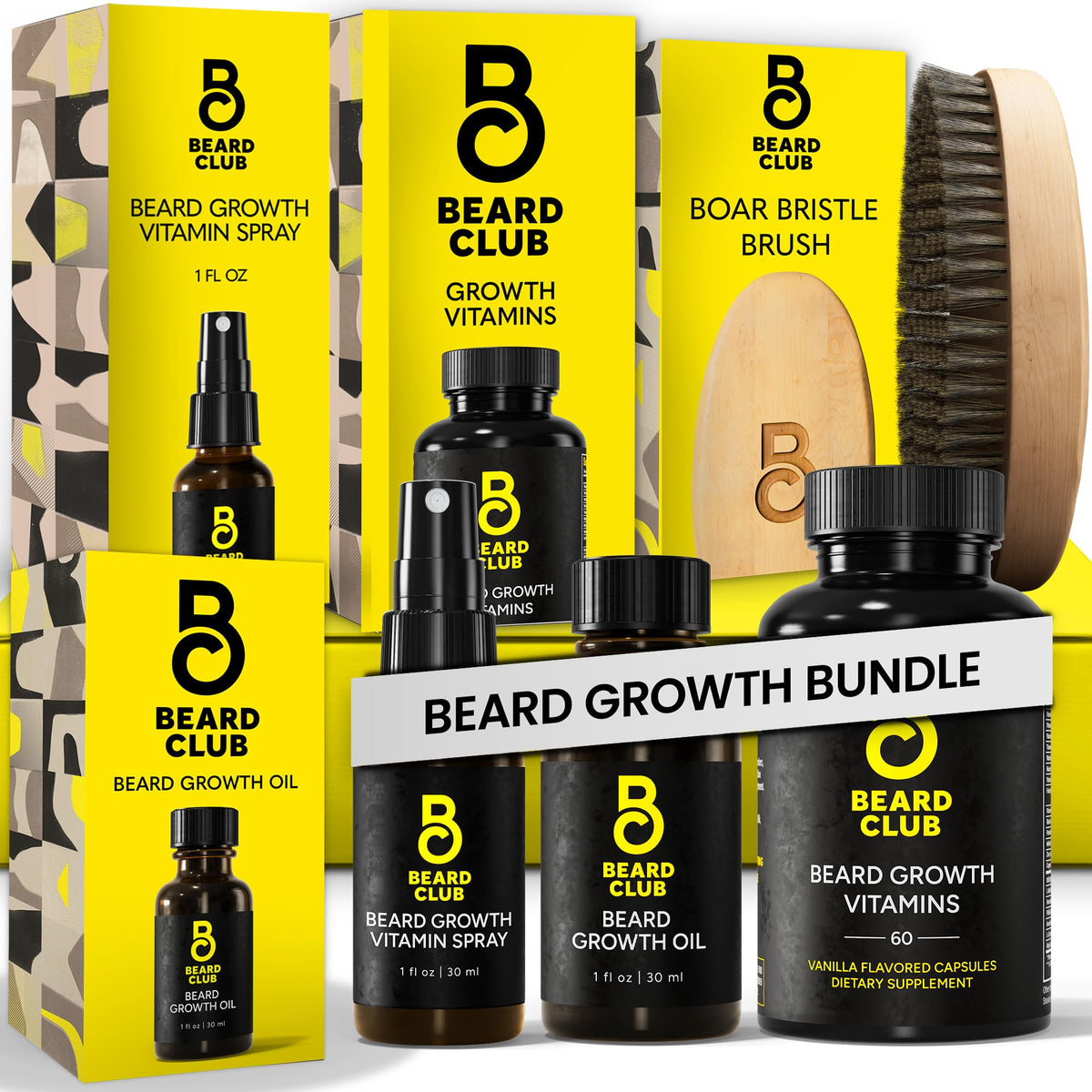 The Beard Club huile de croissance barbe en flacon, stimule les racines et apaise la peau.