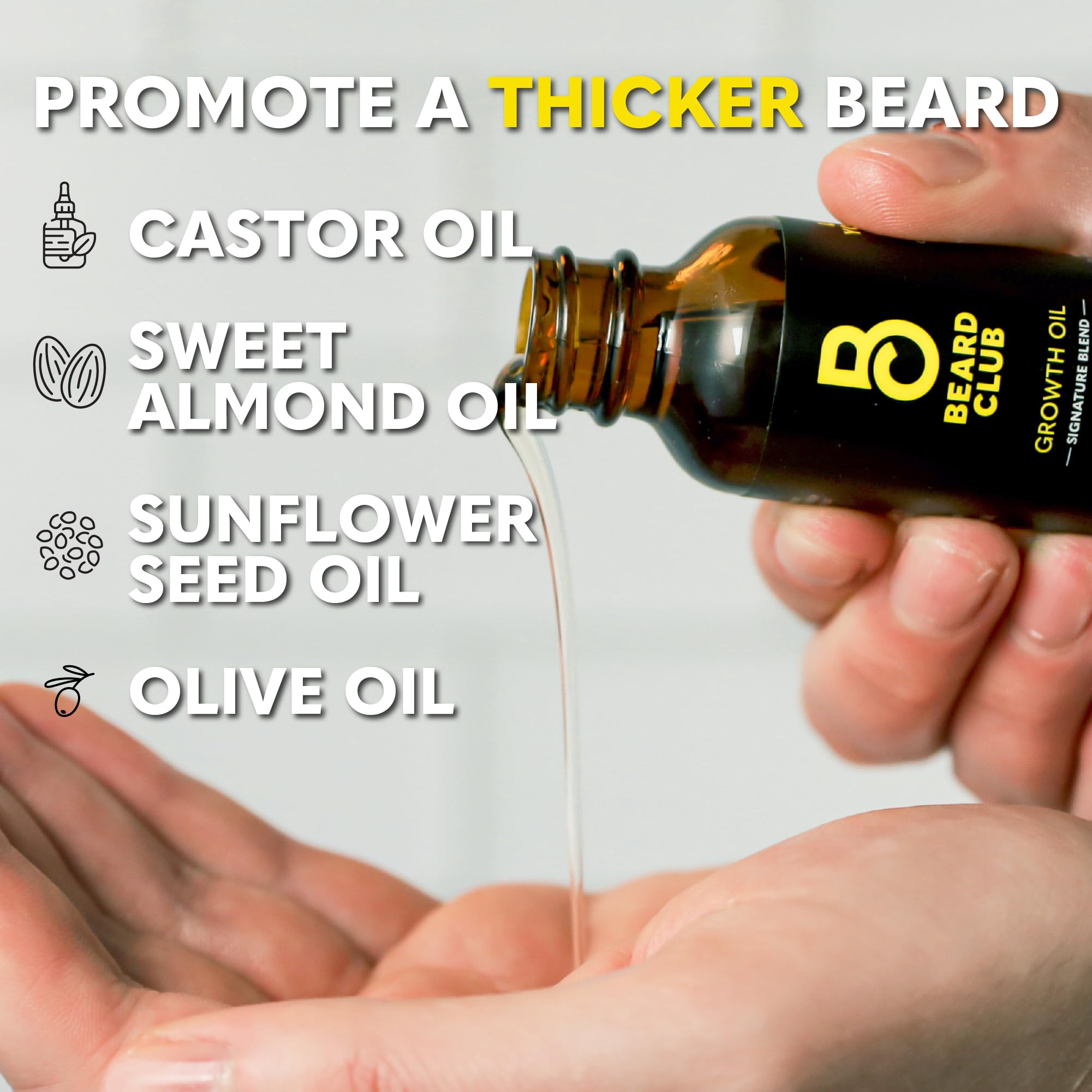 The Beard Club - Huiles naturelles castor coco avocat pour cheveux du visage