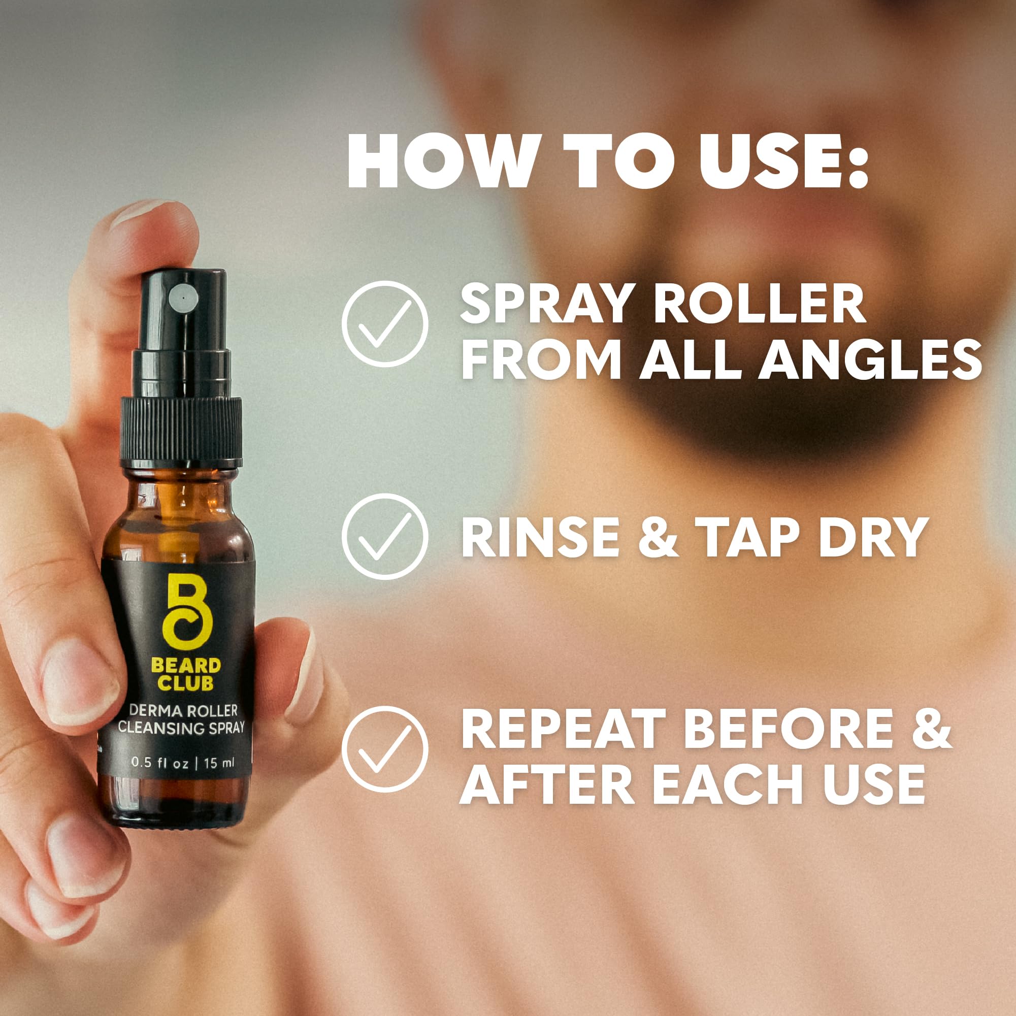 The Beard Club Premium Derma Roller aiguilles titane, efficacité progressive.