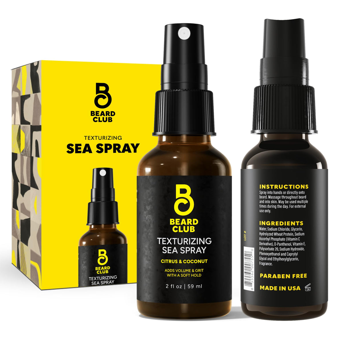 The Beard Club spray texturisant sel de mer sur bouteille pour vagues naturelles