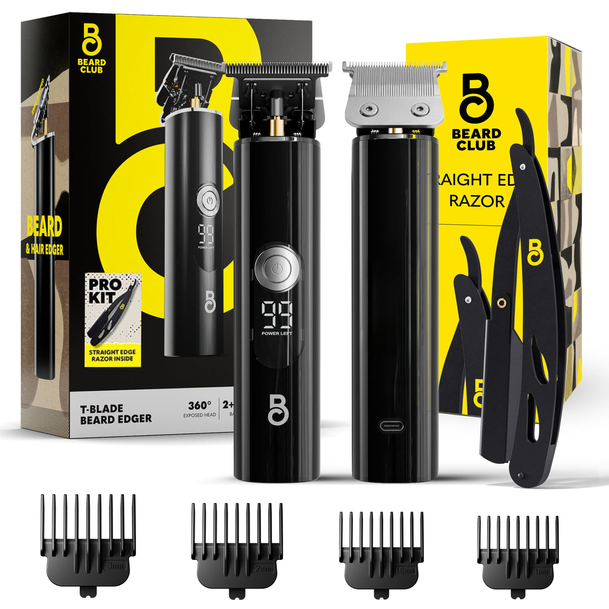 The Beard Club T-Blade: tondeuse barbe pro sans fil pour un look net.